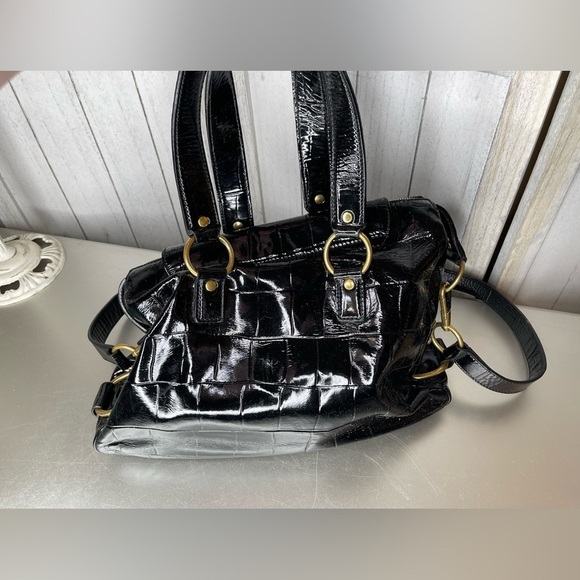 Yves Saint Laurent Croco-Embossed Muse Tote Leather Shoulder Bag Patent YSL - Picture 7 of 10